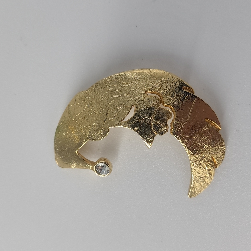 Vintage Ultra Craft Pin 1980s Brooch Moon Gold Tone